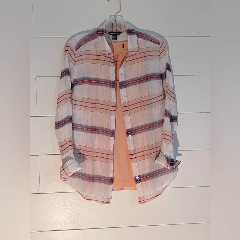 Tommy Bahama long sleeve silk and cotton blend blouse